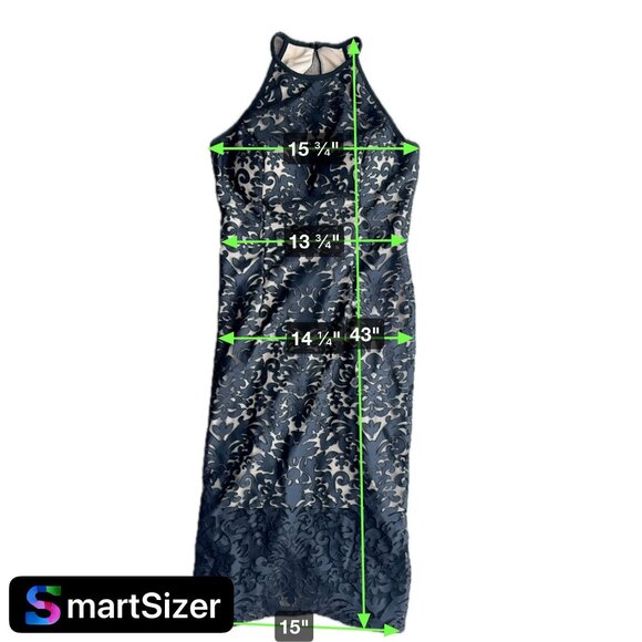 Vtg Xscape Lace Overlay Dress Women 8 Sheer Illusion Sleeveless Black Halter Y2k - Picture 2 of 8